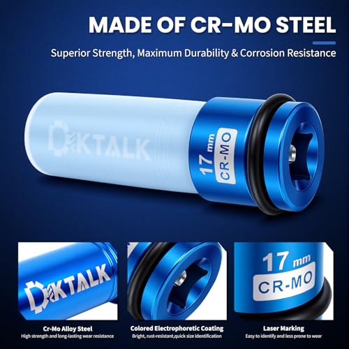 1/2" Drive 17mm Wheel Lug Nut Impact Socket,Color-Coded Non-Marring Deep Thin Wall Socket with Removable Protect Sleeve, 6 Point, Cr-Mo Steel - color: 17mm