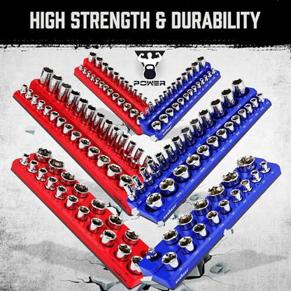 HORUSDY 8-Piece Magnetic Socket Organizer Set, Magnet Socket Holder, 1/4", 3/8", 1/2" Socket Holds 199 Pieces Magnetic Trays. (8-Piece Organizer Set) - style: 8-Piece Magnetic Socket Organizer Set