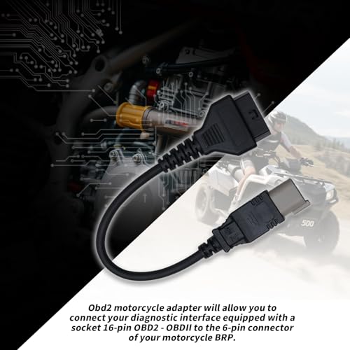 XTPTFABS 6 pin to 16pin CAN OBD2 OBDII Diagnostic Tool Cable Adapter,L:13in | Specific 6Pin Wiring for All BRP Can-Am Vehicles,Fit for ATV UTV Spyder motorcycle diagnostic port,ECU Diagnostic Function