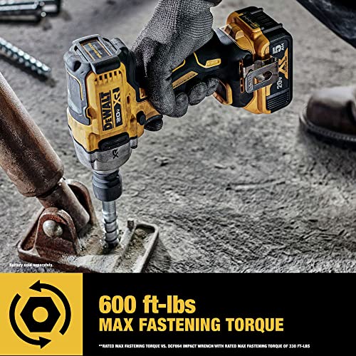 DEWALT 20V MAX Cordless Impact Wrench, 1/2' Hog Ring, Includes LED Work Light and Belt Clip, Bare Tool Only (DCF891B)
