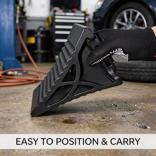 Wheel Chocks for RV Trailer Car Camper, Rubber Deformable Curve Upgrade Design, Wrapping Around Various Tires, Conforming to Ground, Better Load-Bearing and Anti-Slip, Durable Safty Block, 4 Pack - size: 4pack_95D