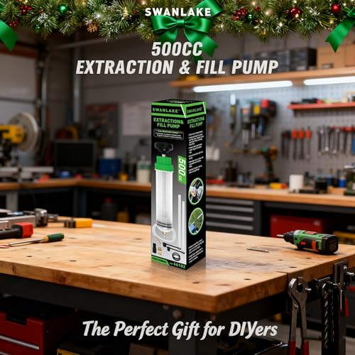 SWANLAKE 500cc Fluid Extractor & Fill Pump, Automotive Fluid Pump Extractor, Oil Change Pumps with 23'' Long Hose, 2PCS 12'' Extension Tubes, Suction Pumps for Lawn Mowers Cars - size: 500ML with Hose
