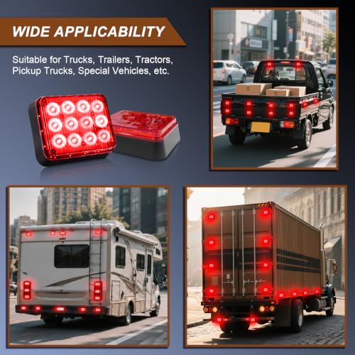 2PCS Magnetic Red Strobe Lights, Emergency Flashing Hazard Lights for Trucks Cars Vehicles, Safety Caution Beacon Rechargeable Battery Powered Wireless Warning 12 Led Light - color: Red
