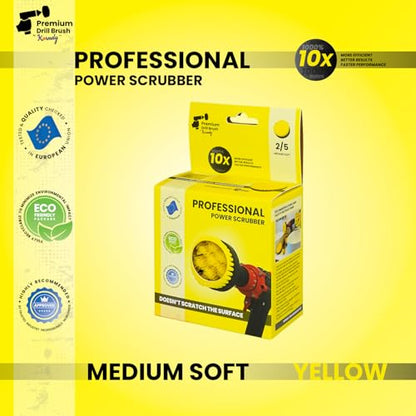 Premium Drill Brush Professional– 2in1 for Drill & Angle Grinder Medium-Soft 4 in Yellow | Scratch-Free Cleaning Brush for Tile, Grout, Bathtub, Shower, Fibreglass and Ceramic Surfaces - color: Yellow