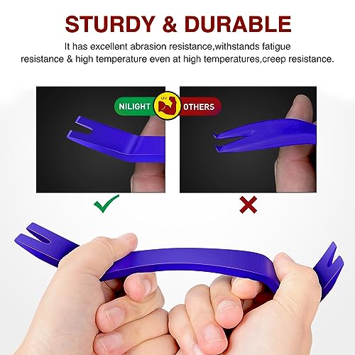 Nilight 40Pcs Trim Removal Tool,Auto Terminal Removal Tool,Auto Clip Pliers Stereo Removal Tools,Car Upholstery Repair Kit,Precision Hook and Pick Set,Wiring Threader,Car Film Scrape (Blue) - color: Blue, size: 40Pcs