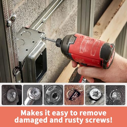 15 Pieces Screw Extractor Kit, 37# Cr-Mo & 6542 Hss Steel Cobalt Left Hand Drill Bits Set for Removing Broken Bolt and Rounded Nut, Ez Out Stripped Screw Set with Center Punch