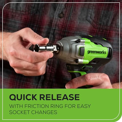 Greenworks 24V Brushless 1/2" Cordless Impact Wrench (3 Speed / 300 ft.-lbs. / LED Light), 4.0Ah Battery and Compact Charger Included - size: 300 ft.-lbs., style: w/4Ah Battery
