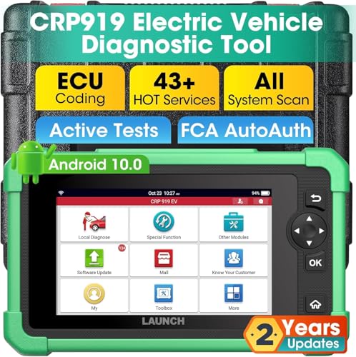 Launch X431 CRP919 EV 2026 Bidirectional Scan Tool, for Electric Vehicles New Energy Cars, All-in-One Full System Diagnostic Scanner, 43+ Reset, ECU Coding, CANFD&DOIP, FCA AutoAuth, 2Yrs Free Update - style: CRP919 EV