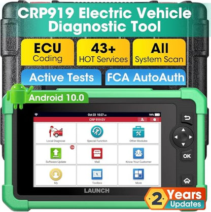 Launch X431 CRP919 EV 2026 Bidirectional Scan Tool, for Electric Vehicles New Energy Cars, All-in-One Full System Diagnostic Scanner, 43+ Reset, ECU Coding, CANFD&DOIP, FCA AutoAuth, 2Yrs Free Update - style: CRP919 EV