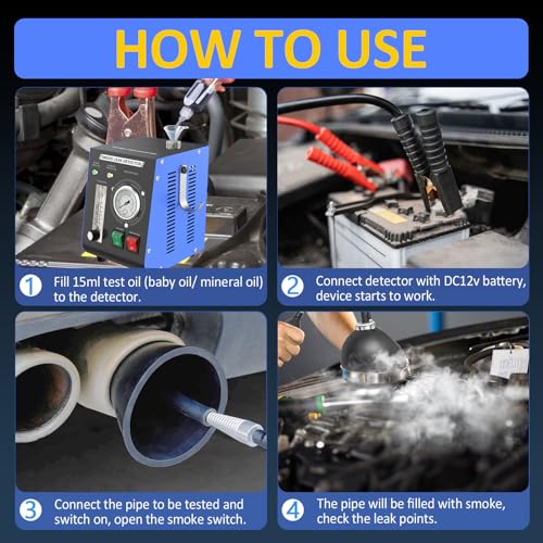 Automotive Smoke Machine, Professional Leak Detector Built-in Air Pump Flow Meter 19PSI Leak Diagnostic Tester Tool Unit Kit 12V EVAP Dual Mode for All Vehicles Pipe Systems, ATV, Boat, Motorcycle - style: Flow Meter