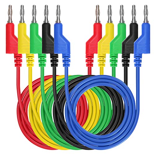 Sumnacon 5Pcs 4mm Banana to Banana Plug Test Leads for Multimeter,3.3Ft/1M | 1000V/15A Flexible Stackable Stackable Banana Plug Wire Test Cable Lead for Electrical Testing - size: 1 m