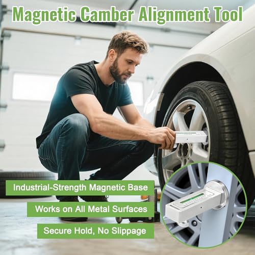HooLing 2 Pack Magnetic Camber Alignment Tools, Universal Adjustable Camber Caster Gauge, Caster Pillar & Wheel Alignment Tool with Magnetic Base for Car Truck SUV RV Auto Tire Repair