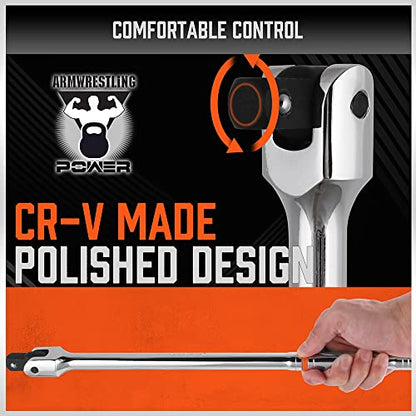 HORUSDY 3-Piece Breaker Bar Set with 180° Rotatable Head, 1/4'', 3/8'' and 1/2'' Drive, 6'', 10'', 15'' Length, Heavy Duty Breaker Bars with Chrome Vanadium Steel - style: 3-Piece 180° Rotatable Head