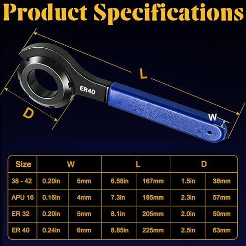 4Pcs Coilover Spanner Wrench Shock wrenches Adjustable Spanners Tool Set | 4 sizes：38-42, APU16, ER32, ER40; Easy to Carry； Easy to Use - color: Blue