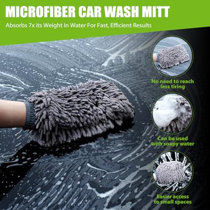 TTRCB 2 Pack 1300 GSM Car Drying Towels (36" x 24"), Microfiber Towels for Cars, Ultra-Absorbent, Streak Free, Car Wash Mitt, Car Detailing Supplies, Car Wash Kit, Car Cleaning Supplies Kit for SUV,RV