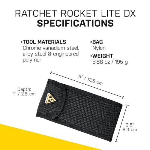 Topeak Ratchet Rocket Lite DX Bike Repair and Maintenance Tool, 16 Functions, Includes Nylon Bag, Black | bike-multifunction-tools