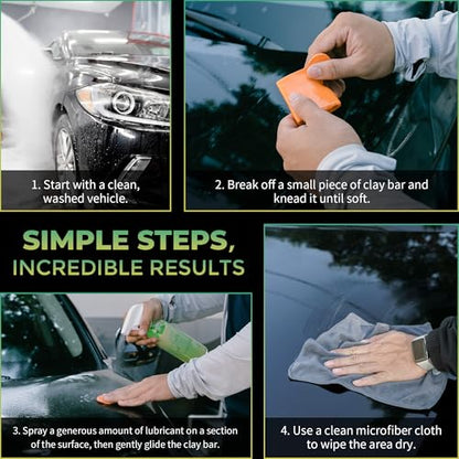Magic Shield Triple Clay Bar with Spray – 100g Light, Medium & Heavy Bars + GlideTech Lubricant Spray | Professional Auto Detailing, Deep Cleaning & Shine Restoration - size: Triple clay bars w/ spray