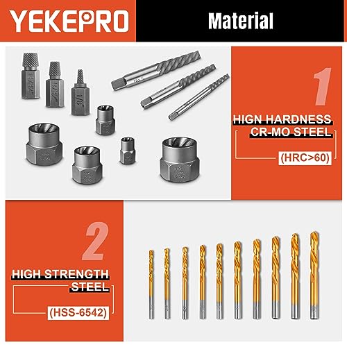 40 Pcs Bolt & Screw Extractor Set with Left Hand Cobalt Drill Bit Set, Easy Out Broken Stripped Screw Removal Tool for Damaged, Frozen, Studs, Rusted, Rounded-Off Bolts, Nuts & Screws, T15139 - size: 40-Piece Bolt & Screw Extractor Set