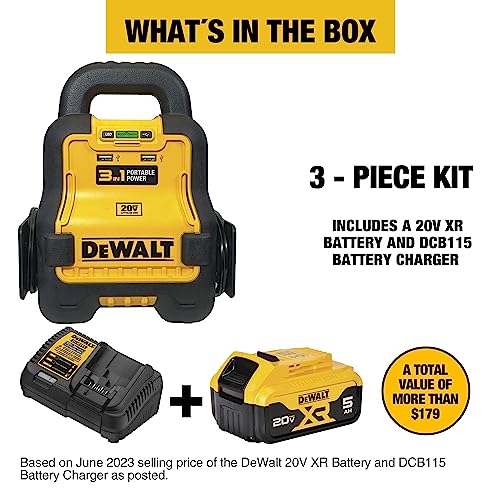 DeWalt DXAE20VBBK Portable Battery Booster for Cars - style: With Battery + Charger