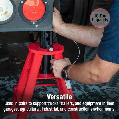 Sunex 1310 10-Ton Medium Height Pin Type Jack Stands, Pair, Red - style: 10 Ton Medium