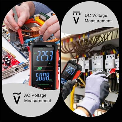FS899L Smart Digital Multimeter, USB Rechargeable 6000 Counts True RMS Tester with 5" Large Color Screen, Auto-Ranging Voltmeter for Home, Automotive & Industrial Electrical Repair (FS899C) - color: FS899C