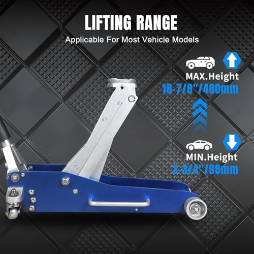 Big RED AT830003XLUR Economic Aluminum Quick Lift Low Profile Garage Jack, 3 Ton (6000 lb), Blue - size: 3 Ton BLUE, style: Aluminum
