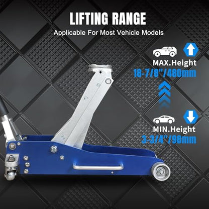 Big RED AT830003XLUR Economic Aluminum Quick Lift Low Profile Garage Jack, 3 Ton (6000 lb), Blue - size: 3 Ton BLUE, style: Aluminum