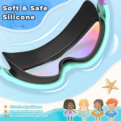 Keary 2 Pack Kids Swim Goggles for 3-15 UV Protection Anti-Fog Pool Water Swimming Goggles for Boys Girls Youth Toddler - color: Blue & Black
