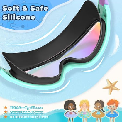 Keary 2 Pack Kids Swim Goggles for 3-15 UV Protection Anti-Fog Pool Water Swimming Goggles for Boys Girls Youth Toddler - color: Blue & Black