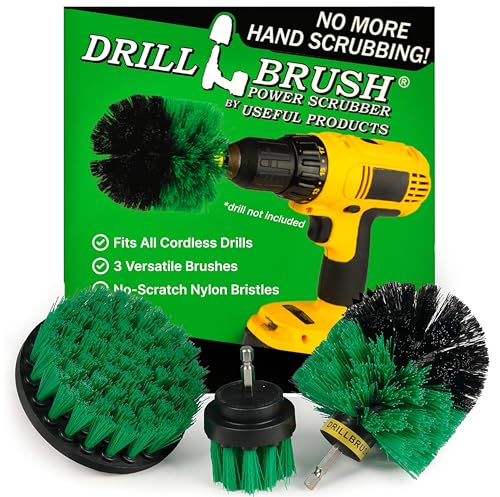 Drillbrush Green Kitchen Drill Brush Set – Drill Powered Cleaning Tools for Stainless Steel Sink, Copper Sink, Stove Top, Oven, Air Fryer & Cabinets – Must-Have Kitchen Accessories for Fast Cleaning - color: Medium Green, size: 2in, 4in, 3.5in corner brus