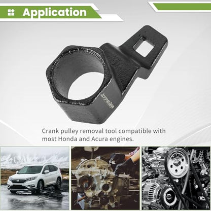 ATP 50mm Cranks Crankshaft Pulley Removal Wrench Holder Tool Remover and Installer Socket Wrench Removal Holding Spanner kit Compatible with Honda and Acura Engines