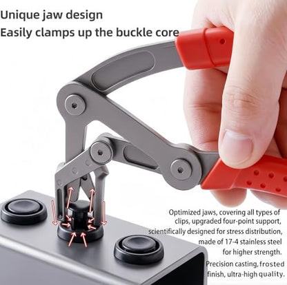 17-4 Stainless Steel Car Clip Pliers,Professional Panel Clip Removal Pliers with Spring-Loaded Lever & Inclined Jaw,Heavy-Duty Plastic Fastener Remover Tool(1 piece Plier+10 pieces Nitrile Gloves)