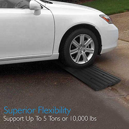 Pyle Car Driveway Curbside Bridge Ramp - Heavy Duty Rubber Threshold Curb Ramp, Used for Loading Dock, Garage, Sidewalk, Truck, Scooter, Bike, Motorcycle, Wheelchair Mobility, Other Vehicle - Pyle - size: Pack 1