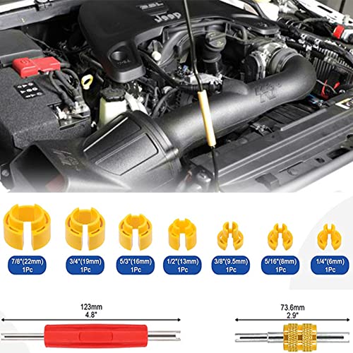 CXGS AC Fuel Line Disconnect Tool 16Pcs Universal Fuel Line Quick Disconnect Fitting Hose Kits Car Transmission Oil Cooler Tube Removal Tool Fuel Line Tool Set - 1/4 5/16 3/8 1/2 5/8 3/4 7/8 Inch