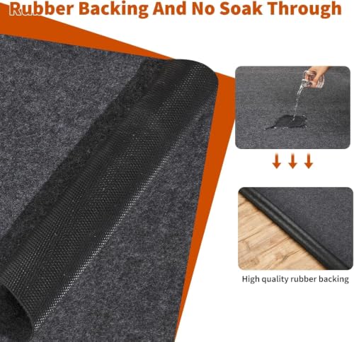 Towallmark Garage Floor Mat 7.4' x 17', Thick Premium Felt with Waterproof Backing, Heavy Duty Oil Absorbent Non-Slip Mat Protects Garage Floor for Large SUV, MPV, Pickup Truck & RV - size: 7.4' x 17'