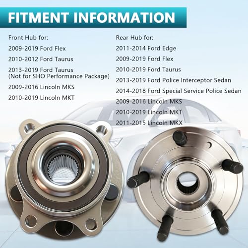 513275 Wheel Bearing Hub Assembly for Ford Flex 2009-2019, Taurus 2010-2019 | Hub for Lincoln MKT MKS MKX, Edge, Eliminates Noise, Simple Installation, Direct Bolt-On, OEM Quality, No Warning Lights - size: 513275