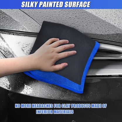 2PCS Clay Bar Towel for Auto Detailing, 12" x 12" Fine Grade Microfiber Car Chamois Towel, No-Scratch DIY Detail Clay Bar Alternative Cloth Mud Strip Cleaner Tool for Cars Detailing (2PCS) - size: 2PCS
