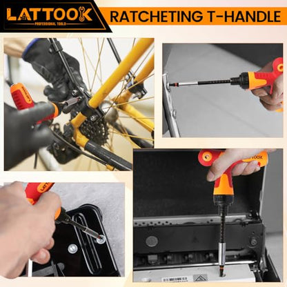 SAE Ball End Hex Bit Set with T Handle Ratchet Driver | LATTOOK 10PCS Ball End Hex Head Allen Wrench Drill Bit Set, Allen Key Drill Bit Set, Magnetic S2 Steel, 4'' Long - style: 10PCS Ball Hex Bits+T Handle
