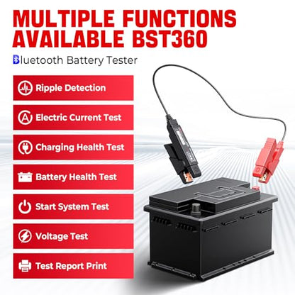 LAUNCH BST 360 Battery Tester, 100-2000 CCA Load Tester Bluetooth Battery Analyzer Cranking and Charging Test for Car Truck Motorcycle ATV SUV Boat Yacht