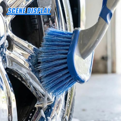 Craedli Wheel and Tire Brush for Car Detailing, Scratch-Free Tire Rim Cleaner Car Short Handle Scrub Brush, Ergonomic Auto Wash Cleaning Supplies for Truck SUV Motorcycle(1PC) - size: 1PC