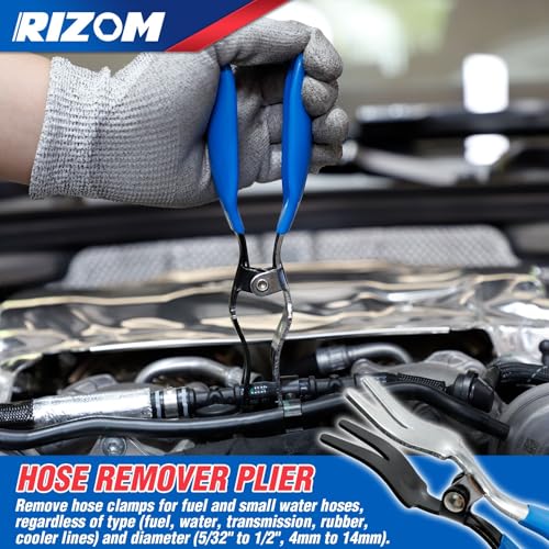 Rizom 6-Piece Fuel Line Pliers Set, Hose Clamp Pliers, Hose Removal Pliers, 30 Degree Disconnect Tool, 9 Inch Fuel Filter Caliper Set for Auto Maintenance