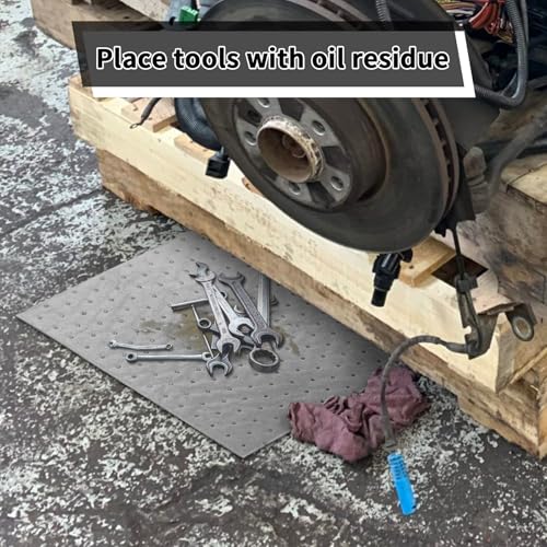 50 Pcs Oil Absorbent Pads,Heavyweight Oil Absorbing Mats Oil Absorbing Sheets,10 x 13 Inch Oil Spill Mat Single Weight Dimpled Pad for Absorbing Protecting Home Garage Basement