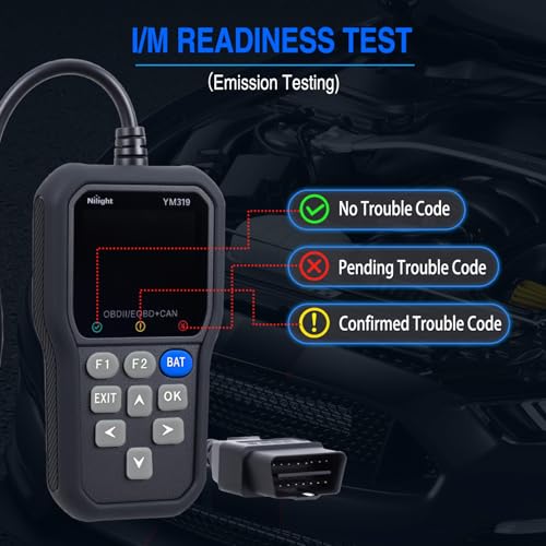 Nilight YM319 Professional OBD2 Scanner Car Diagnostic Tool - 2.4” IPS Full-View Color Screen Code Reader - Live Data Graphing, Battery Test for All 1996 & Newer Cars - color: C