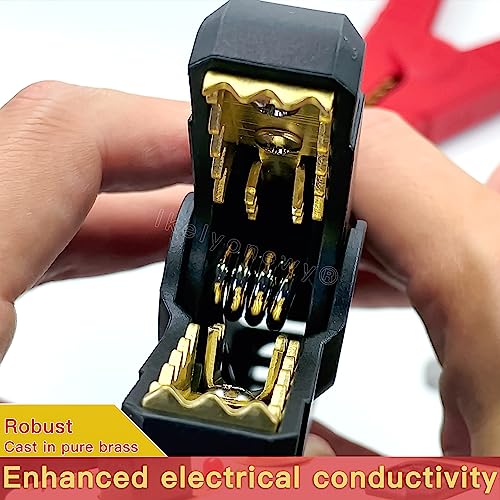 Car Battery Jumper Cable Clamps brass Insulated Alligator Clips Black & Red Boot Metal Spring Loaded Electric Test Clips 200A For Automotive Car Boat(lkelyonewy)