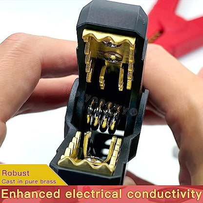 Car Battery Jumper Cable Clamps brass Insulated Alligator Clips Black & Red Boot Metal Spring Loaded Electric Test Clips 200A For Automotive Car Boat(lkelyonewy)