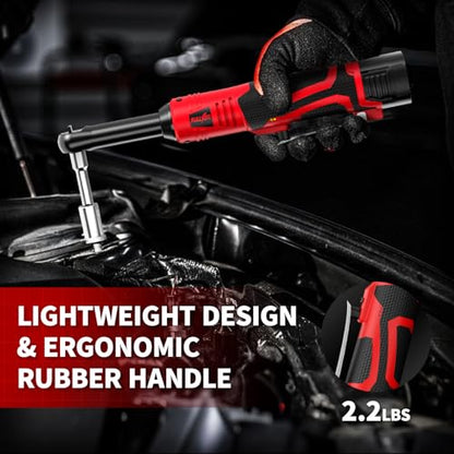 FULLYEA Electric Ratchet Wrench Set,40 Ft-lbs, 550 RPM, 16.8V Cordless Ratchet Wrench 3/8", Variable Speed Power Ratchet Tool Kit with 1/4" Adapter, LED Light, 2 * 2.0Ah Batteries and Fast Charger
