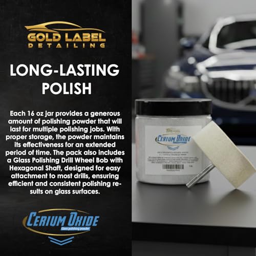 Optical Grade Cerium Oxide 1lb Glass Repair Powder | Glass Window and Windshield Repair | Optical Grade, for use with Camera, Scope, Binocular Lens (1lb with 3" Felt Bob Wheel) - style: 1lb With 3" Felt Bob Wheel