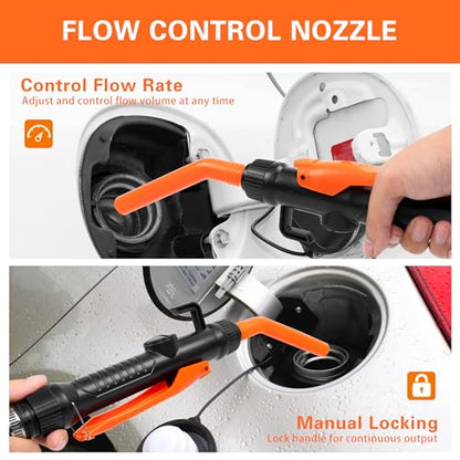 Electric Fuel Transfer Pump, Portable Battery Powered Hand Fuel Pump, Battery Gas Pumps Universal Fit for Vehicles, Boats, Lawn Equipment, Emergency & Home Use(Black Orange)