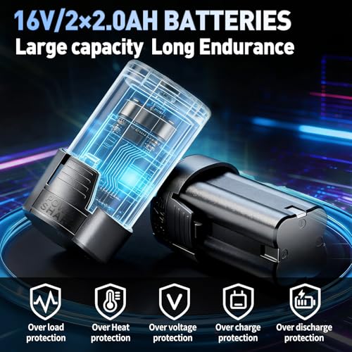 CloudDream Cordless Electric Ratchet Wrench,3/8" 16V Power Ratchet Tool,40 Ft-lbs Max Torque with 2x 2.0 Ah Batteries, Fast Charger, 7 Sockets, 1/4" Adapter & 3" Extension Bar for Auto Repair