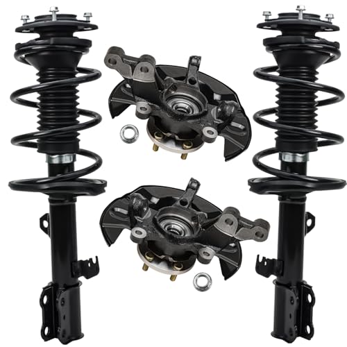 Detroit Axle - Front Steering Knuckles w/Wheel Hubs + Coil Spring Quick Struts Assembly Replacement for 2003-2008 Toyota Corolla - 4pc Set - size: 4QU47740/ Big strut kit